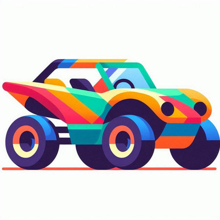 Colorful retro car isolated on a white background. Vector illustration.のイラスト素材