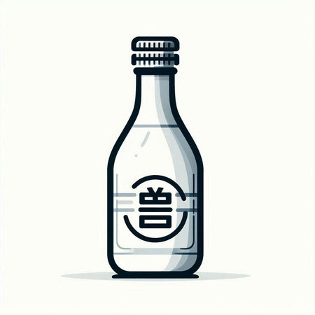 Soy sauce bottle on a white background. Vector illustration in flat style.のイラスト素材