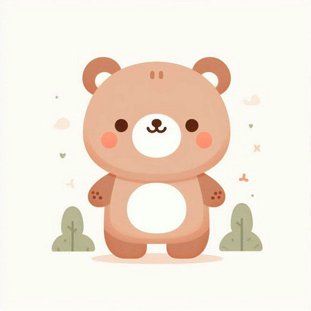 Cute cartoon bear vector illustration. Cute little bear character.のイラスト素材