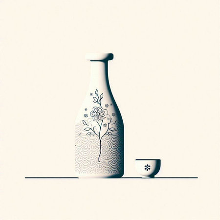Vintage vase with floral pattern and cup. Vector illustration.のイラスト素材
