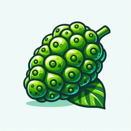Green fresh mulberry fruit isolated on white background, vector illustration.のイラスト素材