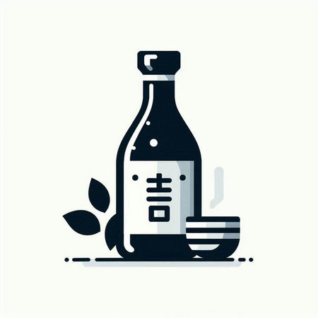 Soy sauce icon. Japanese food. Vector illustration in flat styleのイラスト素材