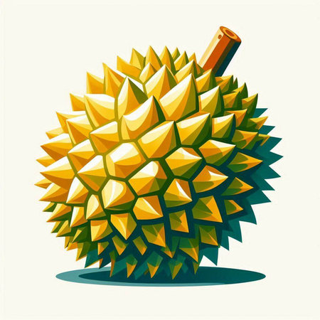 vector illustration of a durian with a cinnamon stick on a white backgroundのイラスト素材