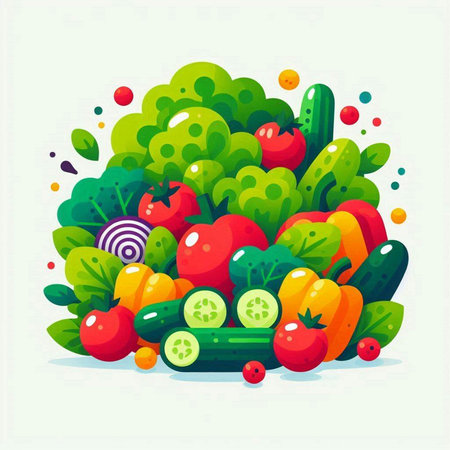 Vegetables in cartoon style. Vector illustration for your design.のイラスト素材