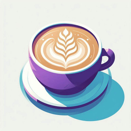 Cup of cappuccino with latte art. Vector illustrationのイラスト素材