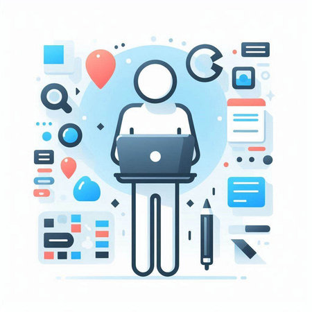 Flat design modern vector illustration concept of online education, distance learning, e-learning.のイラスト素材