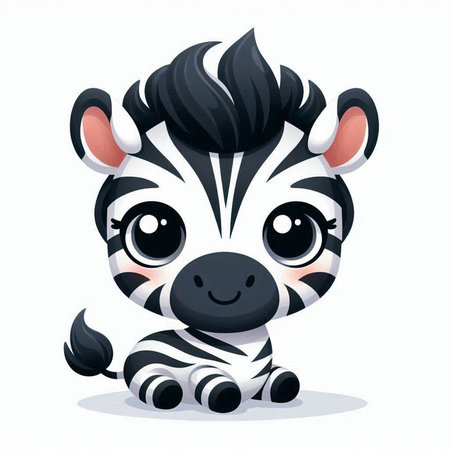 Cute cartoon zebra. Vector illustration isolated on white background.のイラスト素材