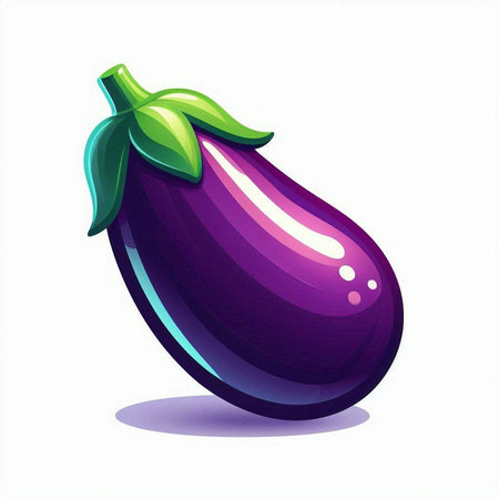 Illustration of a purple eggplant isolated on a white background.のイラスト素材