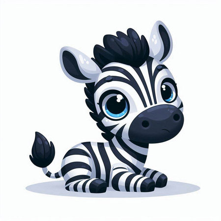 Cute cartoon zebra. Vector illustration isolated on white background.のイラスト素材