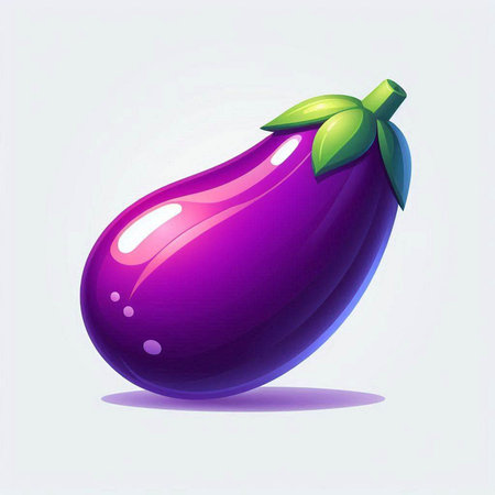 Illustration of a fresh purple eggplant on a white background.のイラスト素材