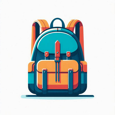 Backpack isolated on white background. Vector illustration in flat style.のイラスト素材