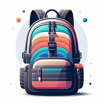 Colorful school backpack on a white background. Vector illustration. Eps 10のイラスト素材
