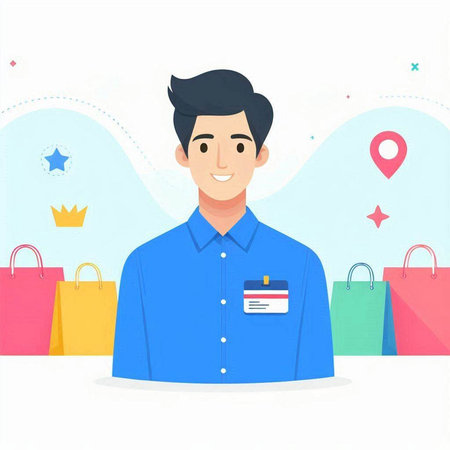 Man with credit card and shopping bags. Vector illustration in flat styleのイラスト素材