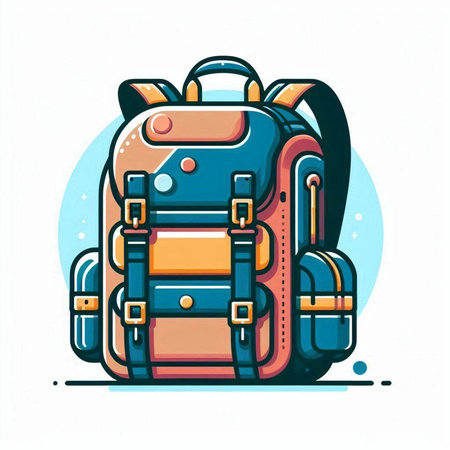 Vector illustration of a backpack on a white background. Backpack icon.のイラスト素材
