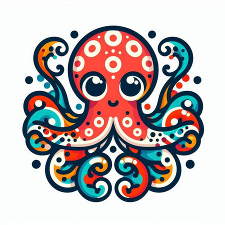 Octopus on a white background. Vector illustration of an octopus.のイラスト素材