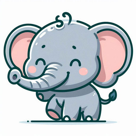 Cute cartoon elephant. Vector illustration isolated on a white background.のイラスト素材