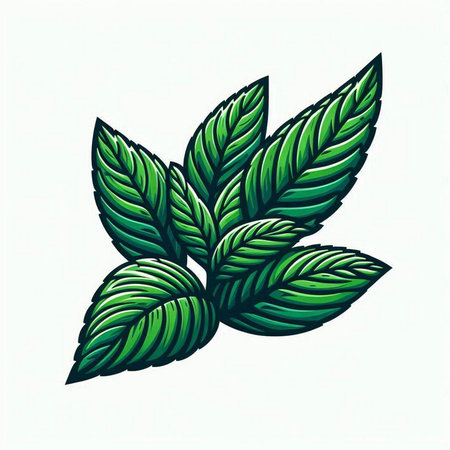 Mint leaves on a white background. Vector illustration for your designのイラスト素材