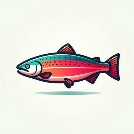 Illustration of a salmon on a white background. Vector illustration.のイラスト素材