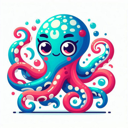 Octopus. Cute cartoon character. Colorful vector illustration.のイラスト素材