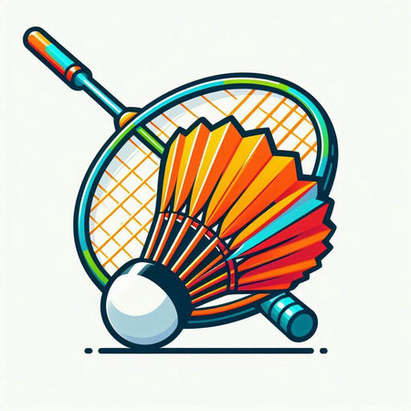 Badminton vector icon. Badminton racket and shuttlecock.のイラスト素材