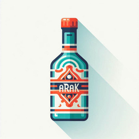 Alcoholic drink in a bottle with long shadow. Vector illustrationのイラスト素材