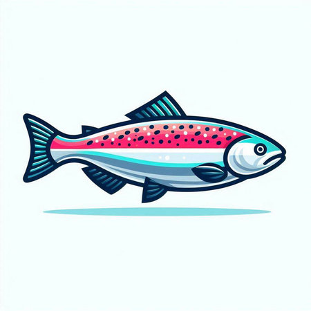 Illustration of a salmon isolated on a white background. Vector illustration.のイラスト素材