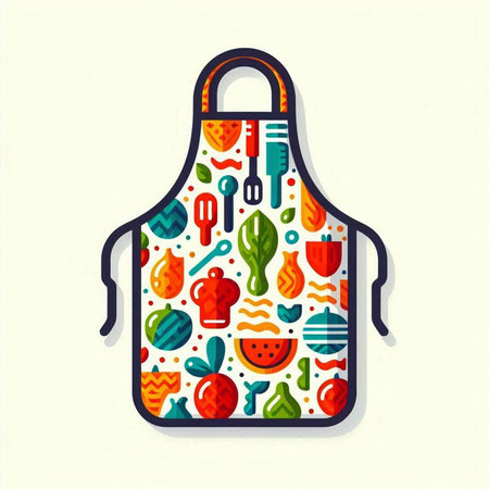 Kitchen apron with a pattern of vegetables. Vector illustration.のイラスト素材