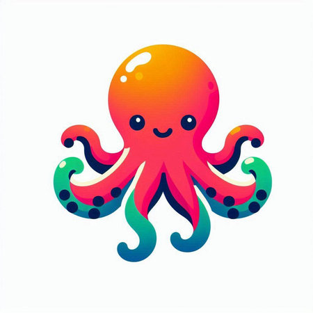 Cute octopus. Vector illustration. Isolated on white background.のイラスト素材