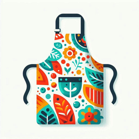 Kitchen apron with colorful pattern. Vector illustration for your designのイラスト素材