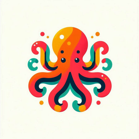 Octopus. Vector illustration. Isolated on a white background.のイラスト素材