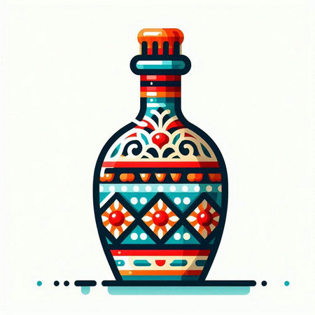 Colorful vector illustration of a bottle with a pattern on it.のイラスト素材