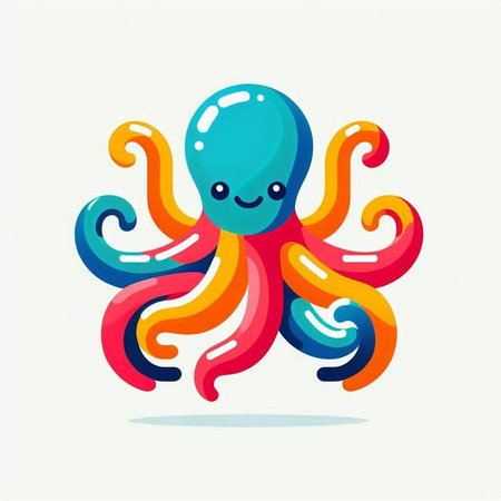 Cute cartoon octopus isolated on white background. Vector illustration.のイラスト素材