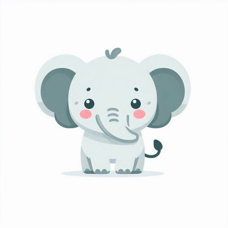 Cute cartoon elephant. Vector illustration isolated on a white background.のイラスト素材