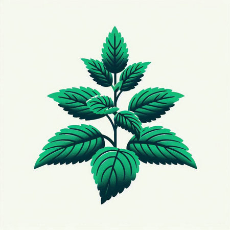 Mint plant vector illustration isolated on white background. Mint leaf icon.のイラスト素材
