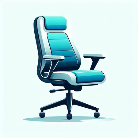 Office chair in blue color on a white background. Vector illustration.のイラスト素材
