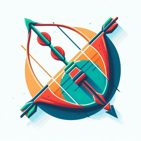 Archery target on white background. Colorful vector illustration in retro style.のイラスト素材