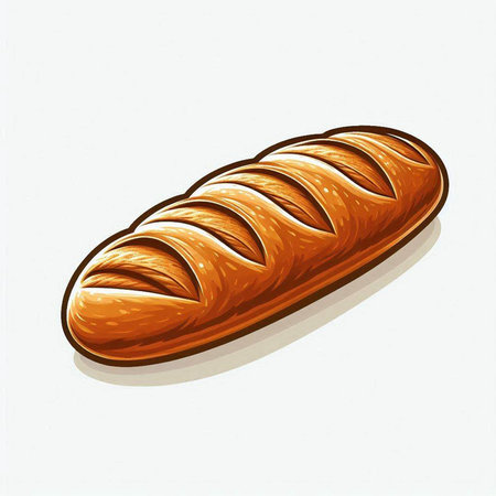 Illustration of a loaf of bread isolated on a white background.のイラスト素材