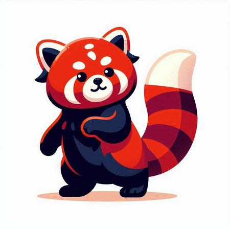 Cute red panda cartoon character. Vector illustration isolated on white background.のイラスト素材