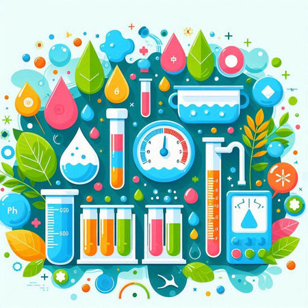 Flat design vector illustration concept of science, chemistry, biology, medicine, laboratory.のイラスト素材