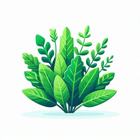 Green leaves on a white background. Vector illustration for your design.のイラスト素材