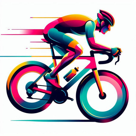 Cyclist riding bicycle, vector illustration. Sport and fitness.のイラスト素材