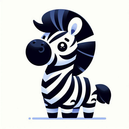 Zebra in cartoon style on a white background. Vector illustration.のイラスト素材