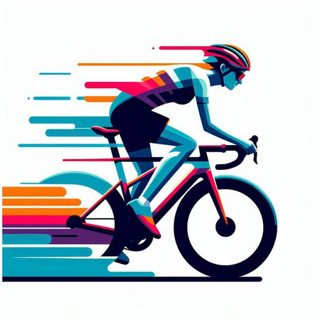Cyclist vector illustration, abstract vector background, eps 10のイラスト素材
