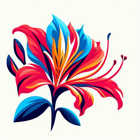 Colorful lily flower on a white background. Vector illustration.のイラスト素材
