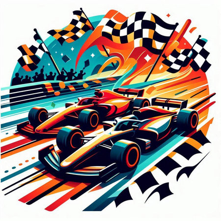 racing car on race track, vector art illustration eps10のイラスト素材