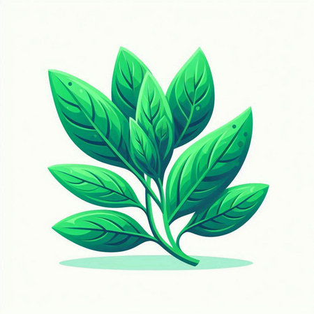 Green leaves of tea plant on white background. Vector illustration. EPS10のイラスト素材