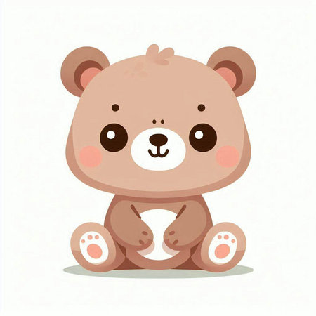 Cute bear cartoon on white background. Vector illustration in flat style.のイラスト素材