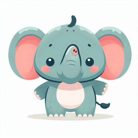 Cute cartoon elephant. Vector illustration isolated on a white background.のイラスト素材
