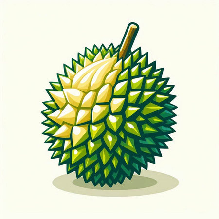 Fresh durian fruit isolated on white background. Vector illustration in cartoon style.のイラスト素材