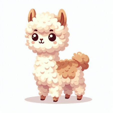 Cute alpaca. Vector illustration, isolated on white background.のイラスト素材